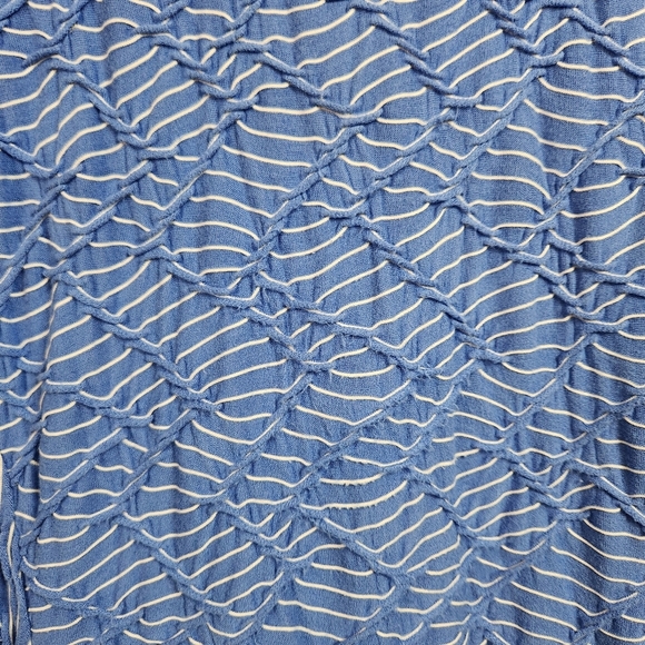 Habitat Lagenlook Blue Textured Tunic Top Shirt 3/4 Sleeves Size Medium Large - Picture 4 of 9